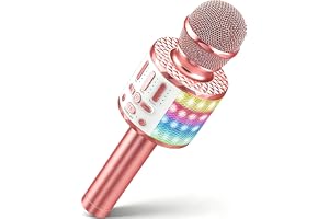 Karaokemikrofon, trådlös Bluetooth-mikrofon för barn med LED, bärbar karaokemaskin för sång, leksak/present för flickor och p