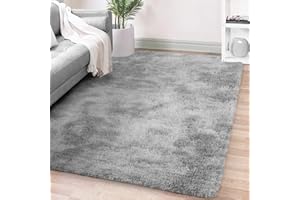 FVVRAX Bereich Teppiche für Schlafzimmer Wohnzimmer, Tie-Dyed hellgrau flauschig Fuzzy Shag Shaggy Teppich weichen Plüsch Teppich, 120x180 cm Indoor-Boden Teppich für Kinder Home Decor Ästhetik
