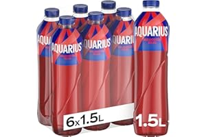 AQUARIUS Melocotón Rojo, Bebida Hidratante con Sales Minerales, Baja en Calorías - Pack 6 Botellas de 1.5L