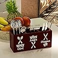 Dime Store Wooden Cutlery 3 Compartment Utensil Holder for Counter top, Dining table, Kitchen Table for Forks, Knives, Spoons Holder Kitchen Organizer Cutlery Holder (Brown - 3 Compartments)