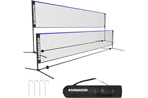 SANGMUCEN 3 m/4 m/5 m Badminton Net Set, Volleyball Net Outdoor, Height Adjustable,Portable with Carry Bag, Ideal Recreational Sports Net for Tennis, Kids Badminton or Volleyball