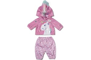 BABY född enhörningsoutfit, set med huvtröja med enhörning och byxor med tryck för 43 cm dockor, 839409 Zapf Creation
