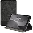 kwmobile Case Compatible with Lenovo Tab M8 (Gen 4) - Case PU Leather and Canvas Cover with Stand Feature - Anthracite/Black