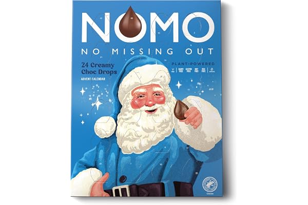 NOMO Christmas Chocolate Advent Calendar - 24 Creamy Choc Drops - Vegan & Free From Dairy, Gluten, Eggs & Nuts - 80g_AB