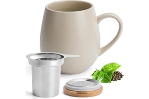 Happy Lemuro Teetasse mit Deckel und Sieb - 550 ml - Große Teetasse mit Sieb - XXL Tasse mit Deckel - Tee Tasse Groß - Tea Cup - Tee Zubehör - Tea Mug - Jumbotasse