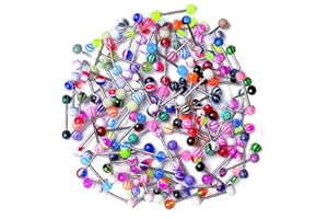 Lithyc 30 Pièces Percing a la langue - Boule Piercing Langue - Kit de Percing A La Langue - Piercing Langue en Acier Inoxydable Acrylique 16 mm (Couleurs AléAtoires)