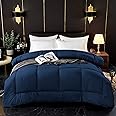 ComfyWell Super King Duvet – Plain Quilt Comforter Bedspreads, Coverlets & Sets, 2 Pillowcases Warm and Anti Allergy All Season Coverless Duvet, Throws For Bed.(Super King (220x260cm), Navy Blue)