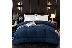 ComfyWell Super King Duvet – Plain Quilt Comforter Bedspreads, Coverlets & Sets, 2 Pillowcases Warm and Anti Allergy All Season Coverless Duvet, Throws For Bed.(Super King (220x260cm), Navy Blue)
