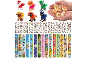 Heartsking Gadget Compleanno, Regalo Feste Compleanno 15 Braccialetti a Scatto per Bambini 6 Figure di Cani 8 Palline Rimbalzanti 12 Adesivi Giochi Forniture per Feste a Tema Bomboniere Accessori