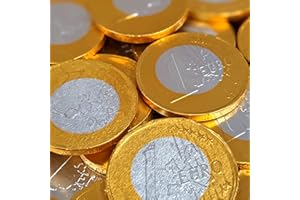 DE ANTONI Monete di Cioccolata pz 50 | Monete di Cioccolato al Latte diametro 38mm | Tagli da 1 euro | Incarto stagnola dorato