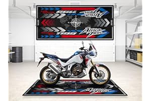 wibeart MPM Motorradmatte für Africa Twin, waschbar, rutschfest, öl- und wasserabweisend, für den Einsatz in Garage, Ausstellungsraum und Werkstatt | Weiß - Größe 1: 86.6 x 39.4/220 x 100 cm