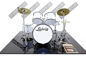 MUSIC LEGENDS COLLECTION Mini Drum kit Ludwig white miniature rock 25cm model scale 1:4 collectible box set batteria modellino da collezione