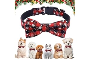 DTXYBC Collare Natalizio per Cani e Gatti, Collare Natalizio Cane, Regolabili Collare Natalizio Gatto Cani, Collari Natalizi per Animali Domestici con Papillon, per Gatti eCani Accessori Natale (S)