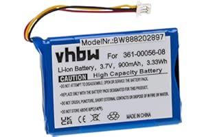 vhbw Akku Ersatz für Garmin 361-00056-08 für GPS Navigation Navi (900mAh, 3,7V, Li-Ion)