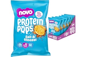 Novo Nutrition | Protein Pops | Healthy Savoury Snack with High Protein, Low Sugar and High Fibre | Pack of 6 x 45g (Salt and Vinegar)