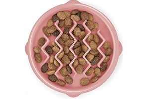 Outward Hound Fun Feeder Slo-Bowl - Comedero con obstáculos para Perros - Rosa - Pequeño/extrapequeño