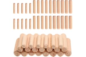 Faankiton 650 Pezzi Tasselli legno 6x30/8x40/10x40 mm, Perni Duro Perno Scanalato, Spine legno per Artigianato Mobili Fai Da Te