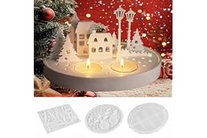 JIAHUADE Silikonformen Gießformen Häuser, 3 Stück Silikonform Haus für Weihnachten Kerzenhalter,Silikonform Häuschen,Gießform Tannenbaum,Silikon Kerzenhalter Baum Giessformen, für DIY Gips Epoxidharz Formen