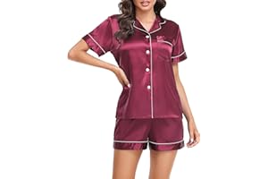 Lovasy Silk Pyjamas for Women Classic Satin Pyjama Set Button Down Ladies Pyjamas Two Piece Pjs for Women Sets Sleepwear Loungewear