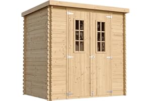 TIMBELA M311C+M311G Holzhaus Gartenhaus - Gartenschuppen Holz mit Boden Imprägnierte B204xL142xH200 cm/ 2,22 m2 Lagerschuppen für Garten - Fahrrad Schuppen - Wasserfestes Dach