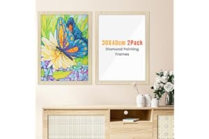 GHHKUD 2 Packungen Diamond Painting Rahmen, Diamond Painting Bilderrahmen Magnetischer Diamant Kunstrahmen für Diamant Painting Bilder 30x40cm Diamant Malerei Diamond Painting Zubehör Holzfarbe