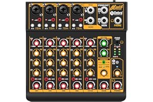 D DEBRA Mini6 Mezclador de Audio Profesional para DJ – 6 Canales, Interfaz USB, Bluetooth y Phantom Power 48V – Ideal para Streaming, Podcast y Eventos en Vivo