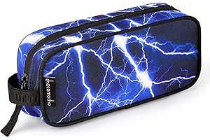 Choco Mocha Lightning Pencil Case for Boys, Kids Blue Pencil Case Bag with Zipper, Soft Small Pencil Pouch Organizer for Boys