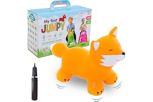 GERARDO'S Toys Jumpy Fox Space Hopper for Toddlers and Kids - Bouncy Hopping Toy - Children Inflatable Jumping Ball -Indoor Outdoor Fun Play - for Kids Age 24 months+