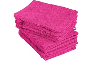 BASATEX Zestaw 10 rękawiczek do mycia, myjki rozmiar 15 x 21 cm, kolor magenta 100% bawełna