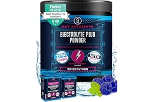 Key Nutrients Electrolytes Hydration Powder - Delicious Blue Raspberry Drink Mix 90 Servings - Sugar Free, Gluten Free, Zero Calories - Keto: Magnesium…
