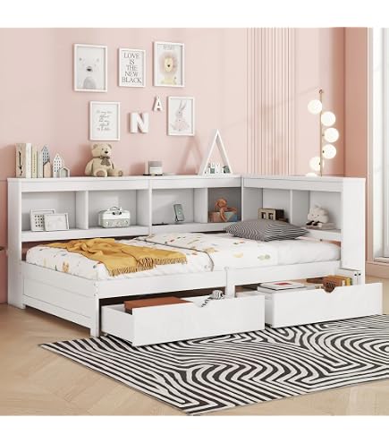 Letto Singolo 90x200 Cm Con Divano E Cassetti - Grigio/Bianco, Legno, Con Rete A Doghe, Per Bambini/Ragazzi