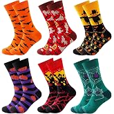 BISOUSOX Halloween Socks Funny Socks Men Cotton Socks 6 Pairs Halloween Socks for Men 40-46
