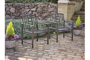 GREENHURST Hartlebury Duo Garden Bench and Table Metal Outdoor Furniture Bronze