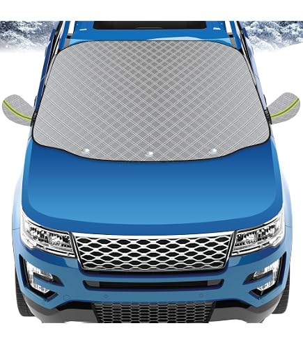 Funda Parabrisas Coche 165x126 Cm - Protector Contra Hielo, Nieve Y Sol Con Orejeras Y Ventosas Magnéticas (Plateado)