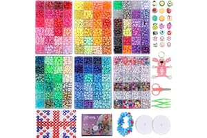 MAIQIEU 4000pcs Pony Beads, 6 in 1 Bracelet Making kit, and 1000pcs Letter Bead, Kandi Beads Colourful Bead Easy to Learn DIY Craft Making Kit