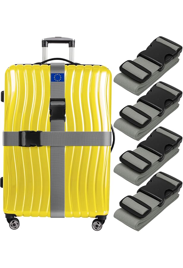 4 Sangles De Valise Réglables Avec étiquettes - Polypropylène Indéchirable, 185cm Max
