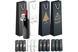 HAPPYMAS 12x XXL Flaschentüten Geschenktüten Bottle Bag Flaschen Weihnachten Weihnachtstüte Geschenktaschen für Weintragetasche & Weintüte & Weihnachtstaschen
