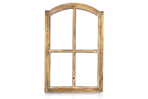 Blümelhuber Deko Vintage Stallfenster Landhausstil Deko - Vintage Deko Fenster mit Halbbogen aus Holz ohne Scheiben - Wand Deko Holz - Holzfenster Deko