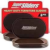 Super Sliders 22 cm x 13 cm Yeniden Kullanılabilir XL Halı i&ccedil;in Ağır Mobilya Kaydırıcıları, Kahverengi (8'li Paket)