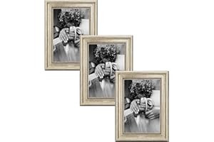 CABBEL Cadre photo A4 21x30 cm argenté – Lot de 3 – Cadre baroque vintage au style antique pour affiches, photos et certificats – Avec verre acrylique incassable – Élégant et décoratif