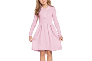 Flypigs Mädchen Strickkleid Langarm Herbst Winter Pullover Kleid Kinder Einfarbig Festlich Weihnachtskleid Freizeitkleid Gr. 104-152