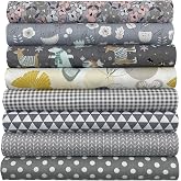 8 Pezzi Di Tessuto Cotone Per Patchwork - Stile Vintage Asiatico Con Stampa Dorata - 46x56 Cm