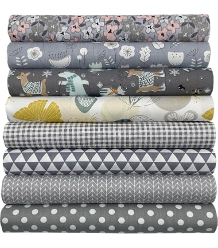 Aufodara Baumwollstoff Meterware – 100 X 150 Cm, 100% Baumwolle, Grau-Weiß Rundemuster, Zum Nähen & Basteln