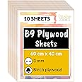Creative Deco 10 x Large Birch Plywood Sheets | 600 x 400 x 3mm | Baltic Wood Ply | Board for Wood DIY Home Decor, Arts, Craft, Painting, Laser Cutting, CNC, Scroll Saw, Stenciling Pyrography