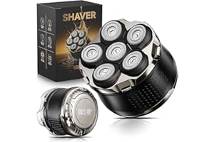 ZROPEAO Mens Head Shaver - 6 Rotary Blades for Bald Head, Wet/Dry Electric Shaver, 180min Runtime, USB Charge, IPX6 Waterproof, Travel Lock