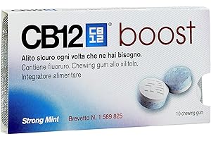 CB12 Boost - Chicle sin de azucar de sabor a menta fuerte - 1 pack de 10 unidades
