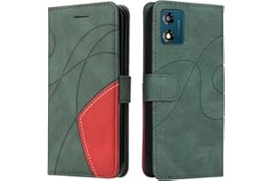 WUHAIZHER Motorola Moto E13 Case Geometric, Shockproof Wallet Case PU Leather with Card Slots Folding Stand Magnetic Scratchproof Protect Flip Cover for Motorola Moto E13 Phone Cases, Green