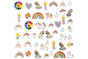 Regenbogen Einhorn Anhänger, Comius Sharp 45 Stück Tibetischen Silber Mixed Charms Anhänger Handgemachte Schlüsselzubehör DIY Halskette Anhänger für Schmuck Machen und Basteln