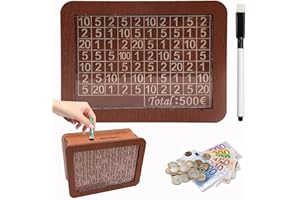 Y.A. LOTUS 500 Euro Hucha de Madera, Caja de Ahorros de Madera Reutilizable, Huchas para Adultos y Niños