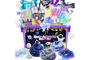 YOOHBERRYS Fabrique Slime Kit, Fluffy Slime sur Le Thème des Astronautes, Kit de Fabrication de Slime avec 6 Couleurs, 3 Parfums et Décoration d'astronaute, Cadeaux DIY pour Enfant de Plus de 6 Ans